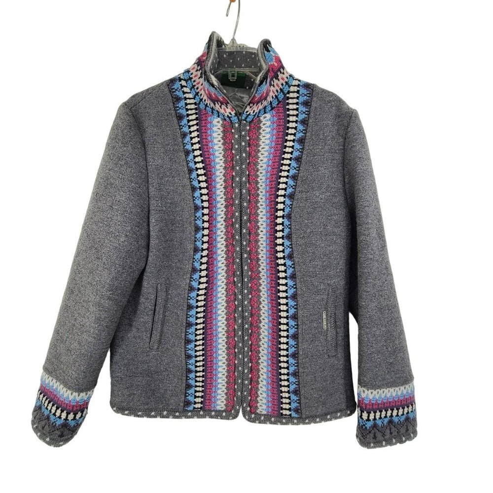 Geiger Collection Women's Long Sleeve Zip Up Jacket Gray Size 42